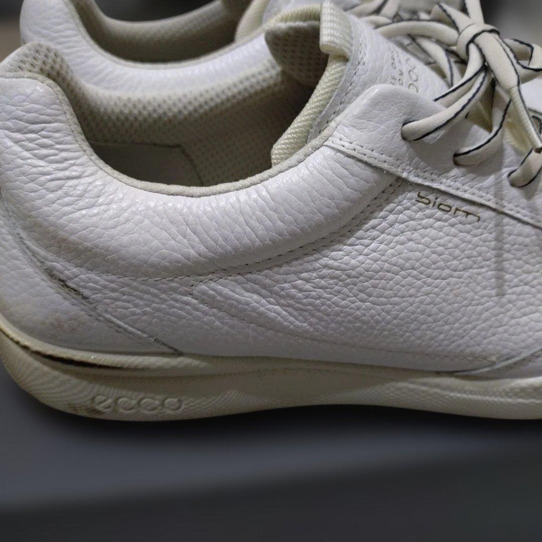 ECCO メンズホワイトレザーゴルフシューズ