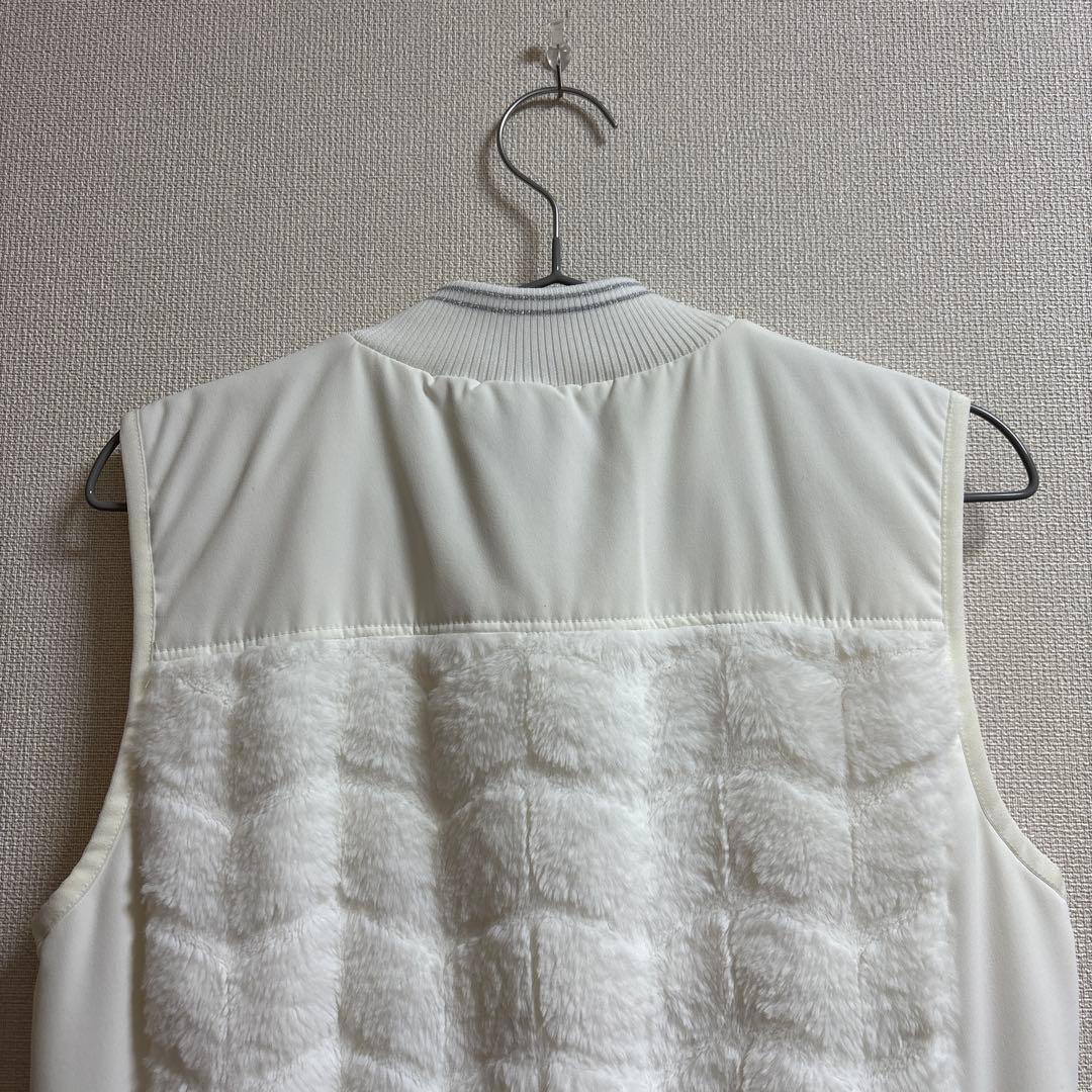 美品　キャロウェイ　レディース　ベスト　ロング　白　ファー　ジップ　L