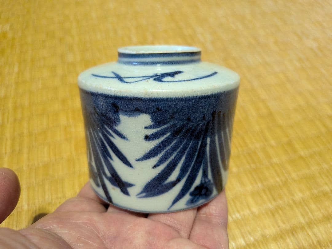 古伊万里　染付　半筒　猪口　梅と水仙　美品！