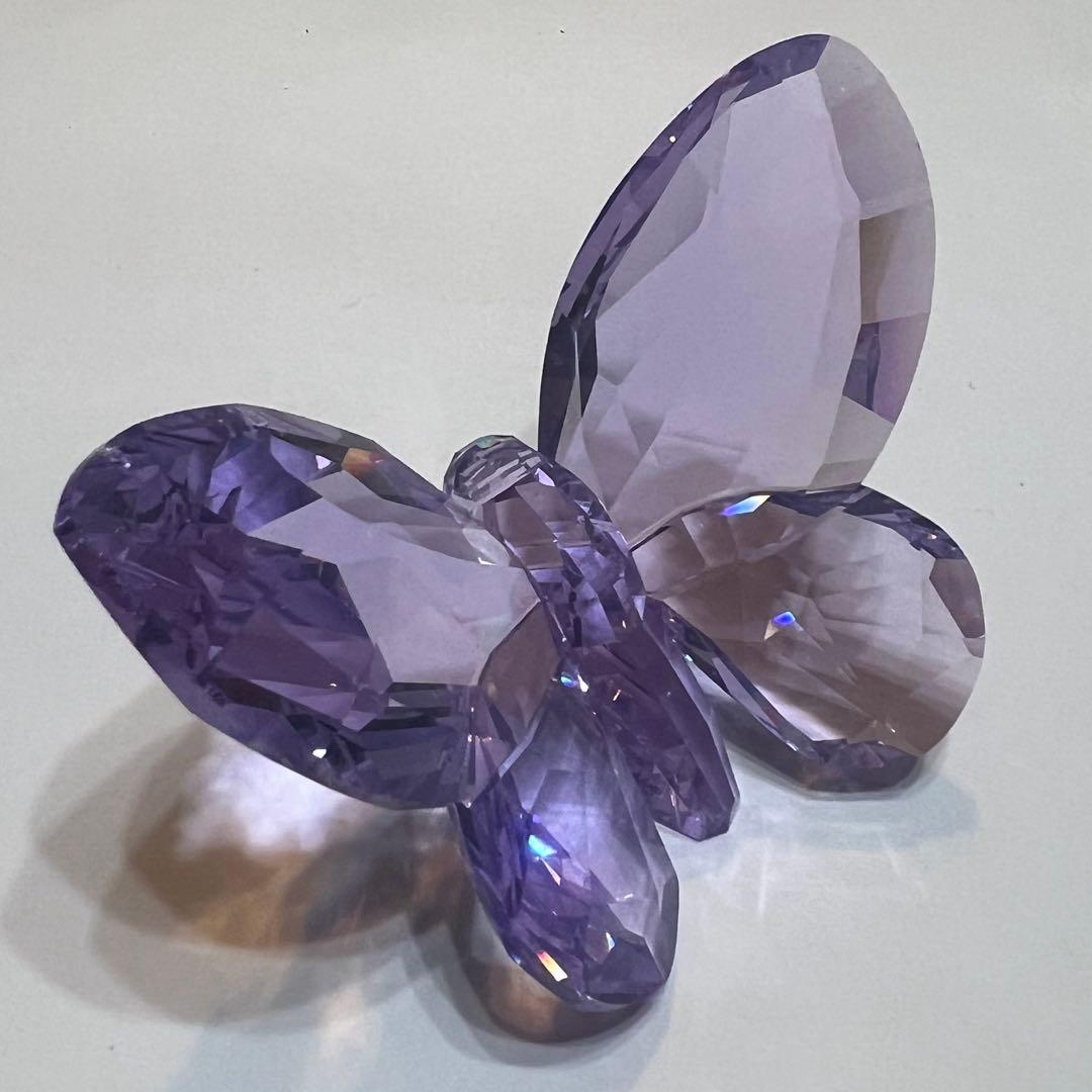 Swarovski スワロフスキー　バタフライ　紫色 蝶 置物　バイオレット