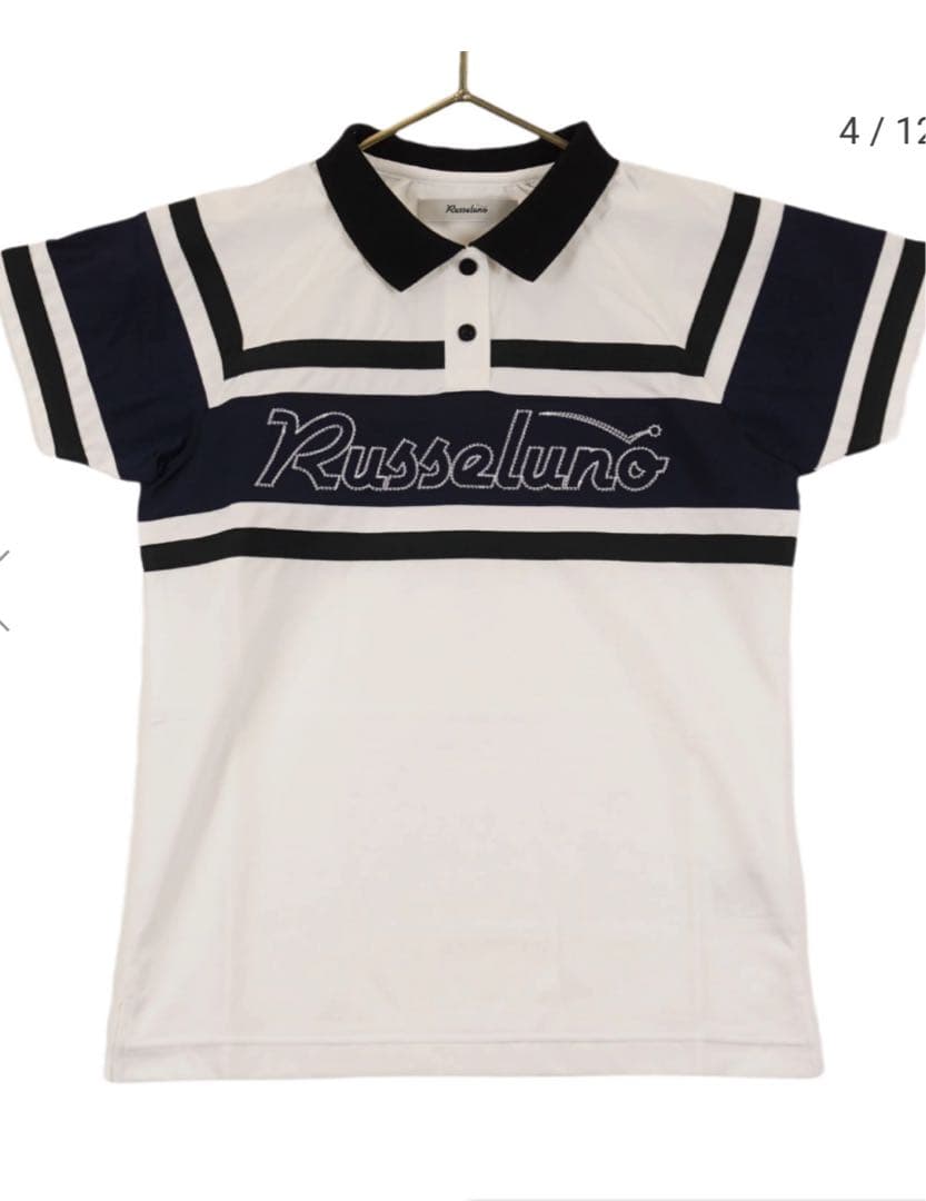 【新品】ラッセルノ ポロシャツ サイズ5 ボーダー　ロゴ　半袖