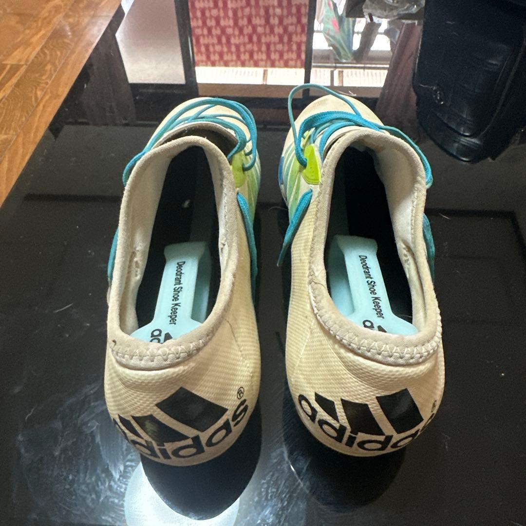 adidas サッカーシューズ ホワイト/ブルー/グリーン