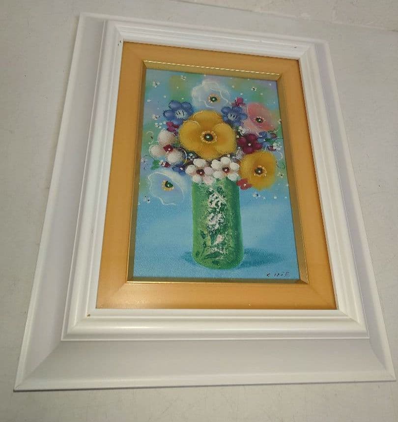 岡本千栄子CHIE 油彩画 花瓶 花 鮮やか フラワー 油絵 インテリア