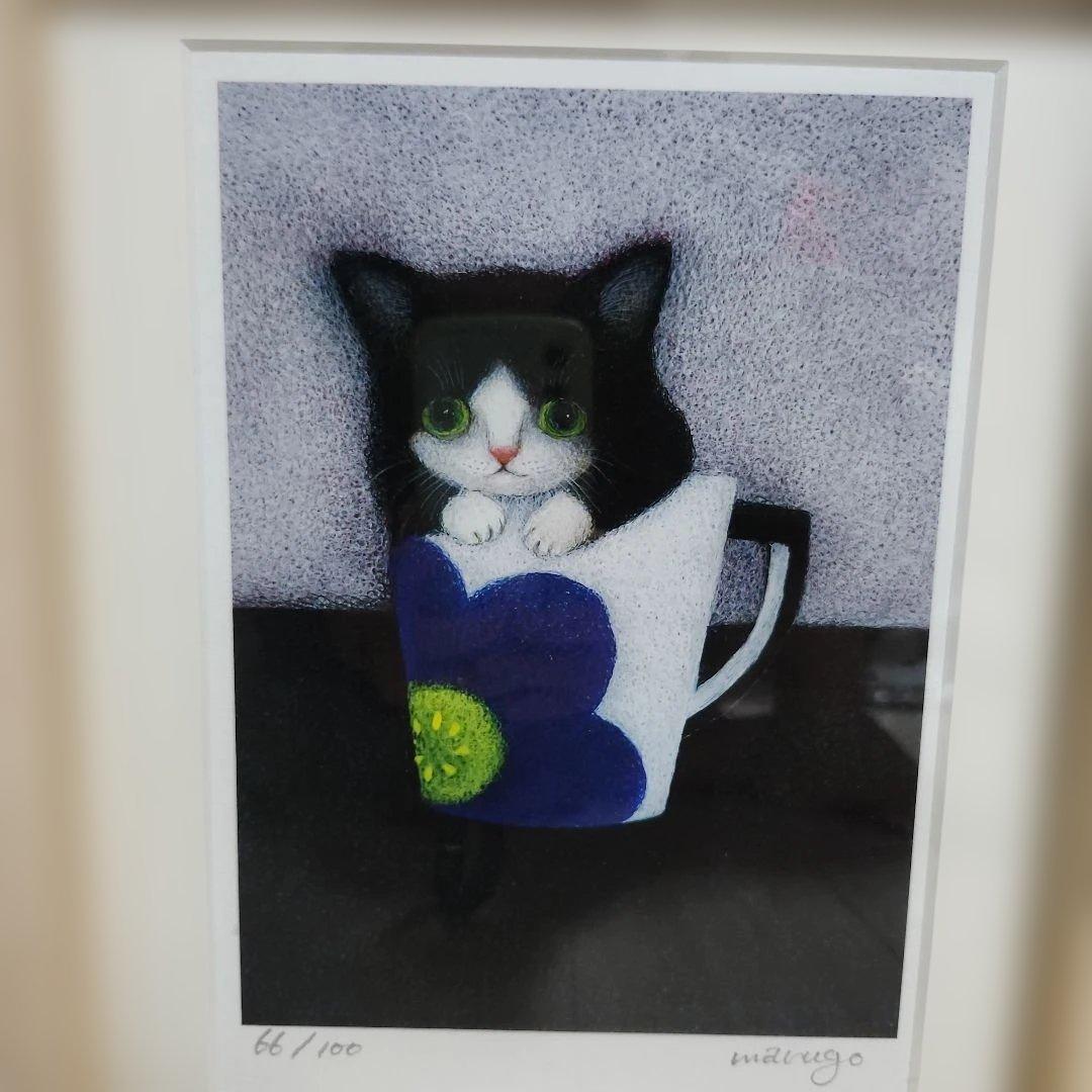 marugo 猫のアート 66/100　版画　マグ猫