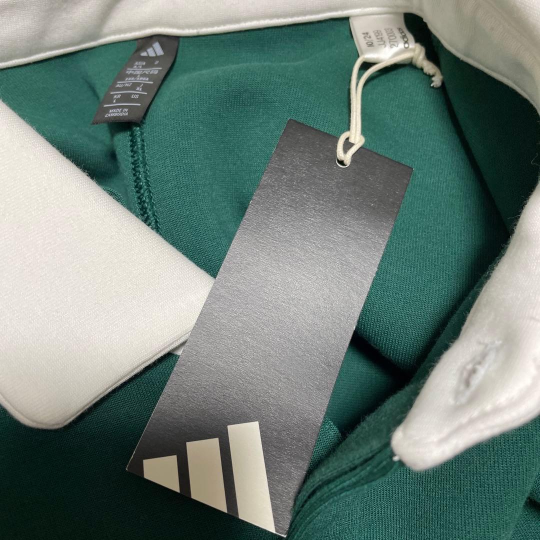 【新品】adidas ゴルフウェア　XL 長袖ポロシャツ　襟付き　グリーン