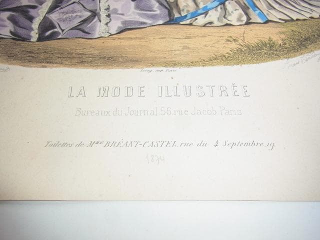1874年銅版画◆フランス ファッション誌『ラ・モード・イリュストレ』No.24