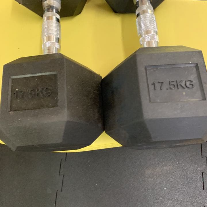 処分品 ラバーヘックスダンベル 17.5kg 2個
