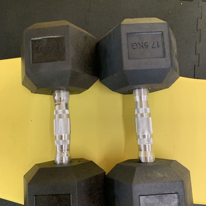 処分品 ラバーヘックスダンベル 17.5kg 2個