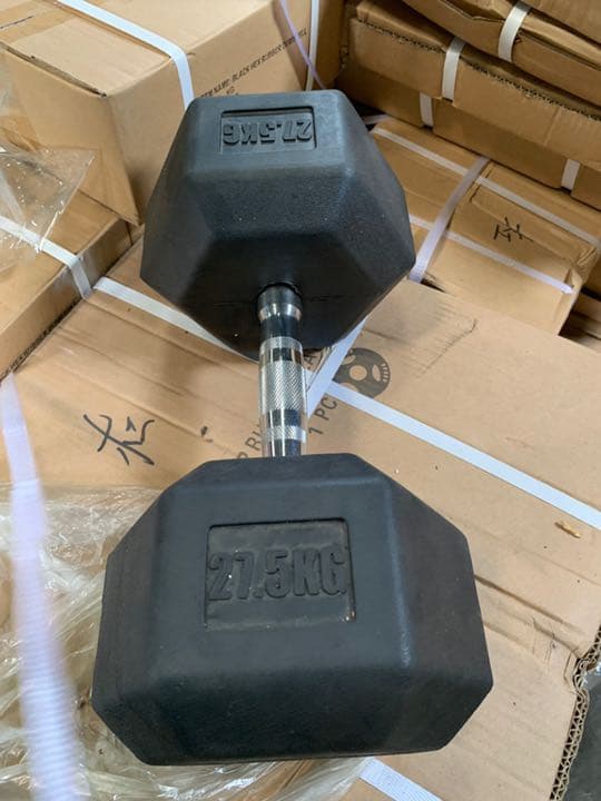処分品 ラバーヘックスダンベル 17.5kg 2個