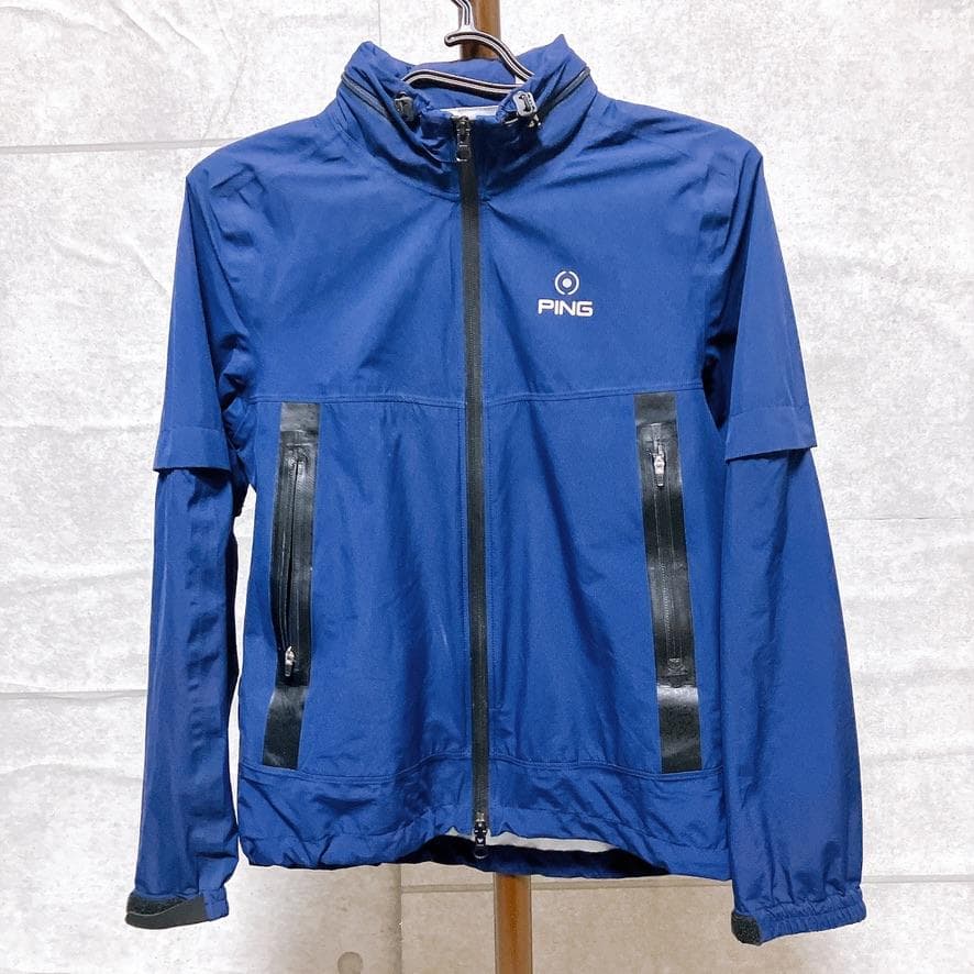 PING レディース レインウェア ジャケット Sサイズ ネイビー フード 美品