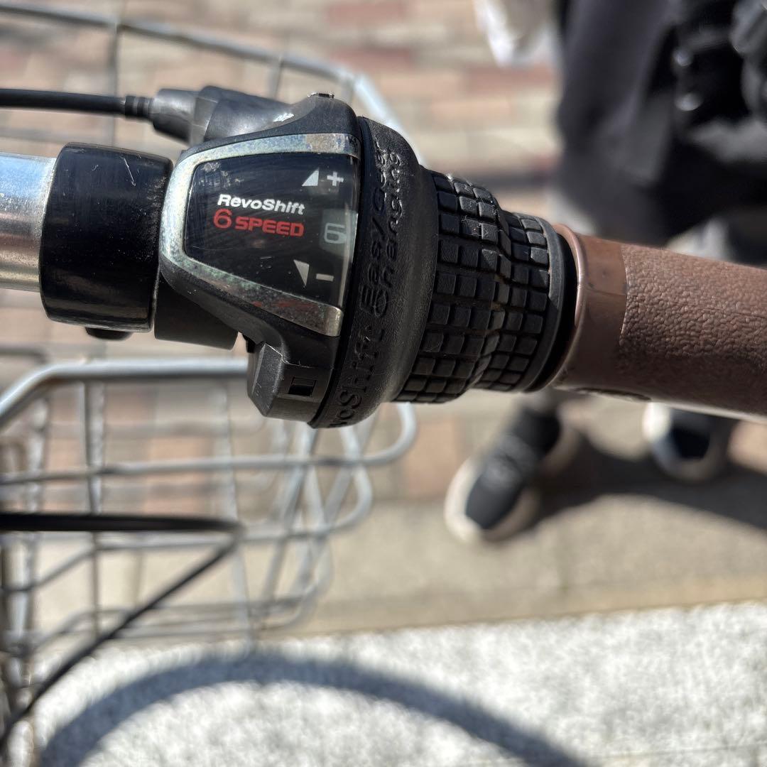 <お引取り限定> シマノ 6速 シティサイクル 前カゴ付き 27インチ