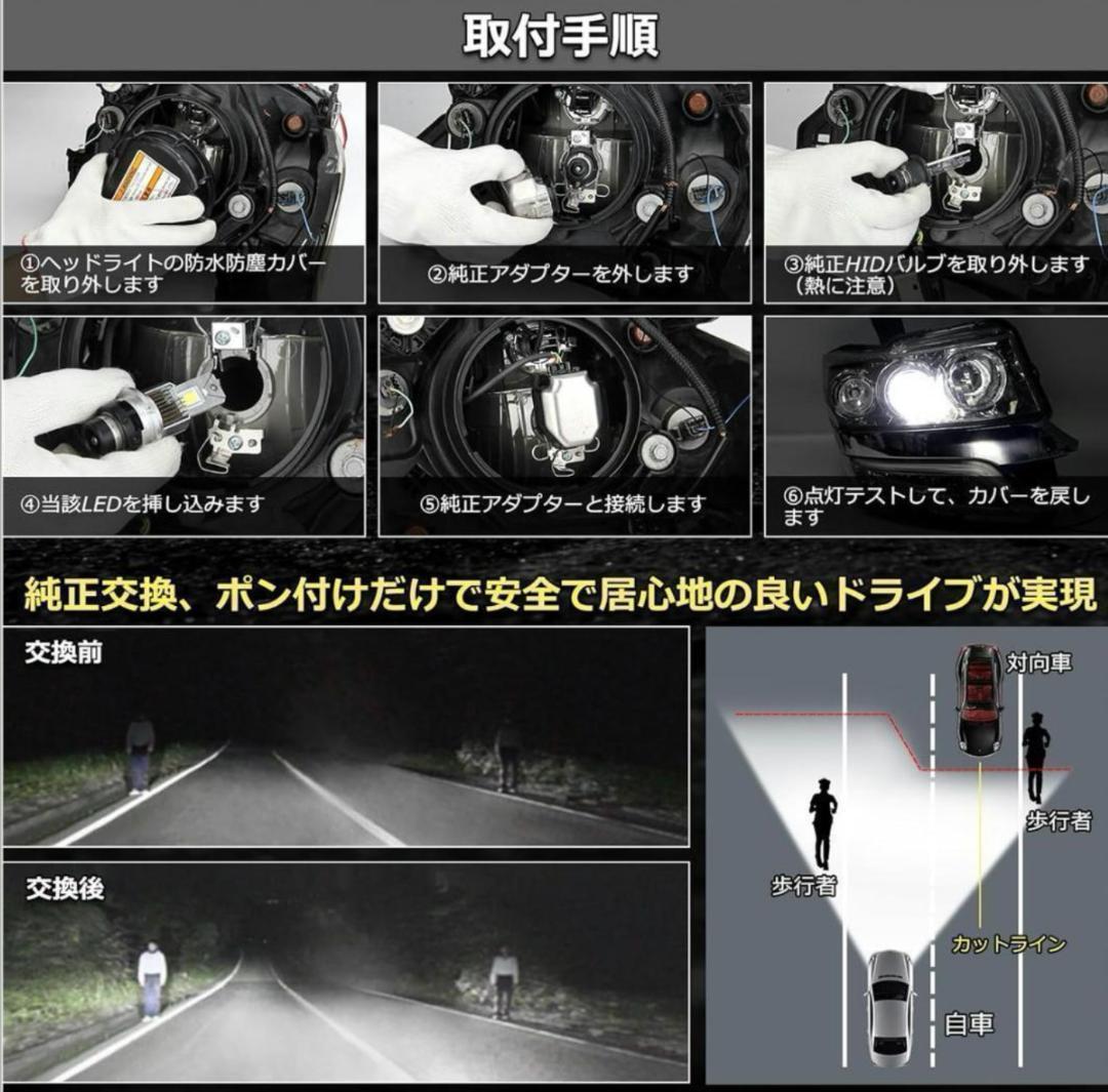 D2S D2R LED 16000LM ヘッドライト DC12V/24V対応