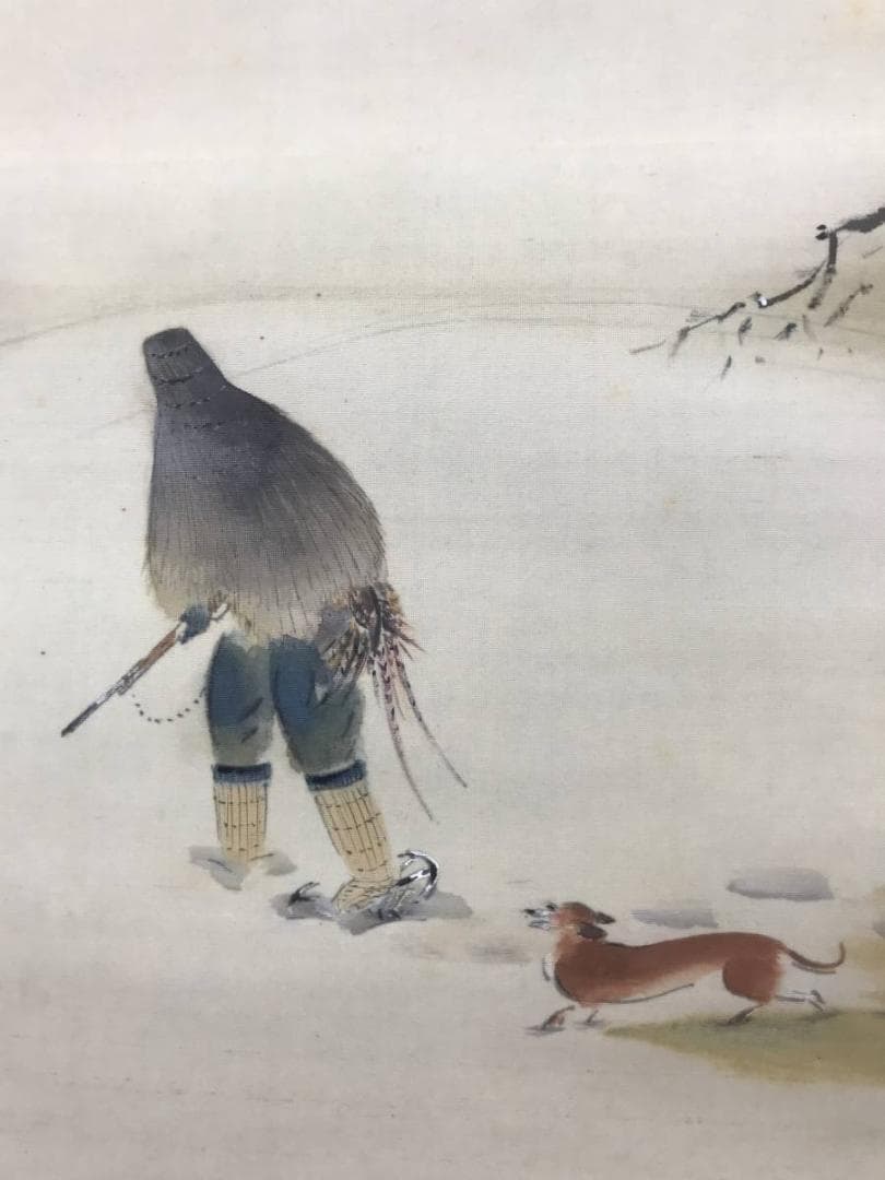 秀穂/山水図/雪中山水図/雪中鳥撃ち図/掛軸/名家伝来/AB-945