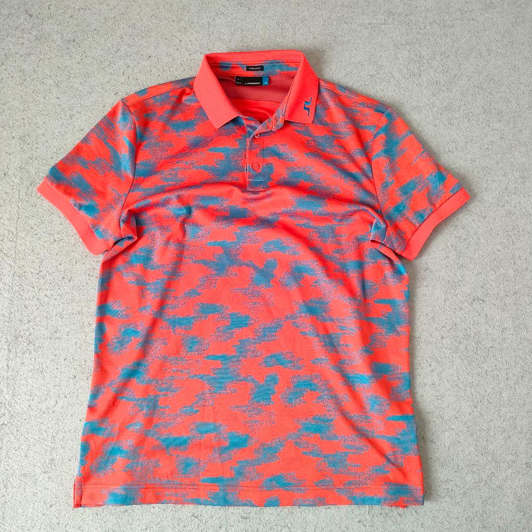 J.LINDEBERG 半袖ポロシャツ XL オレンジ ブルー 総柄