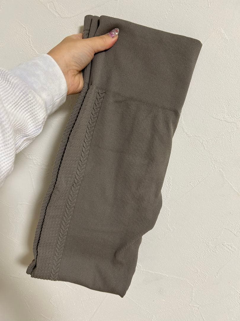 グレー ハイウエストレギンス ストレッチ素材