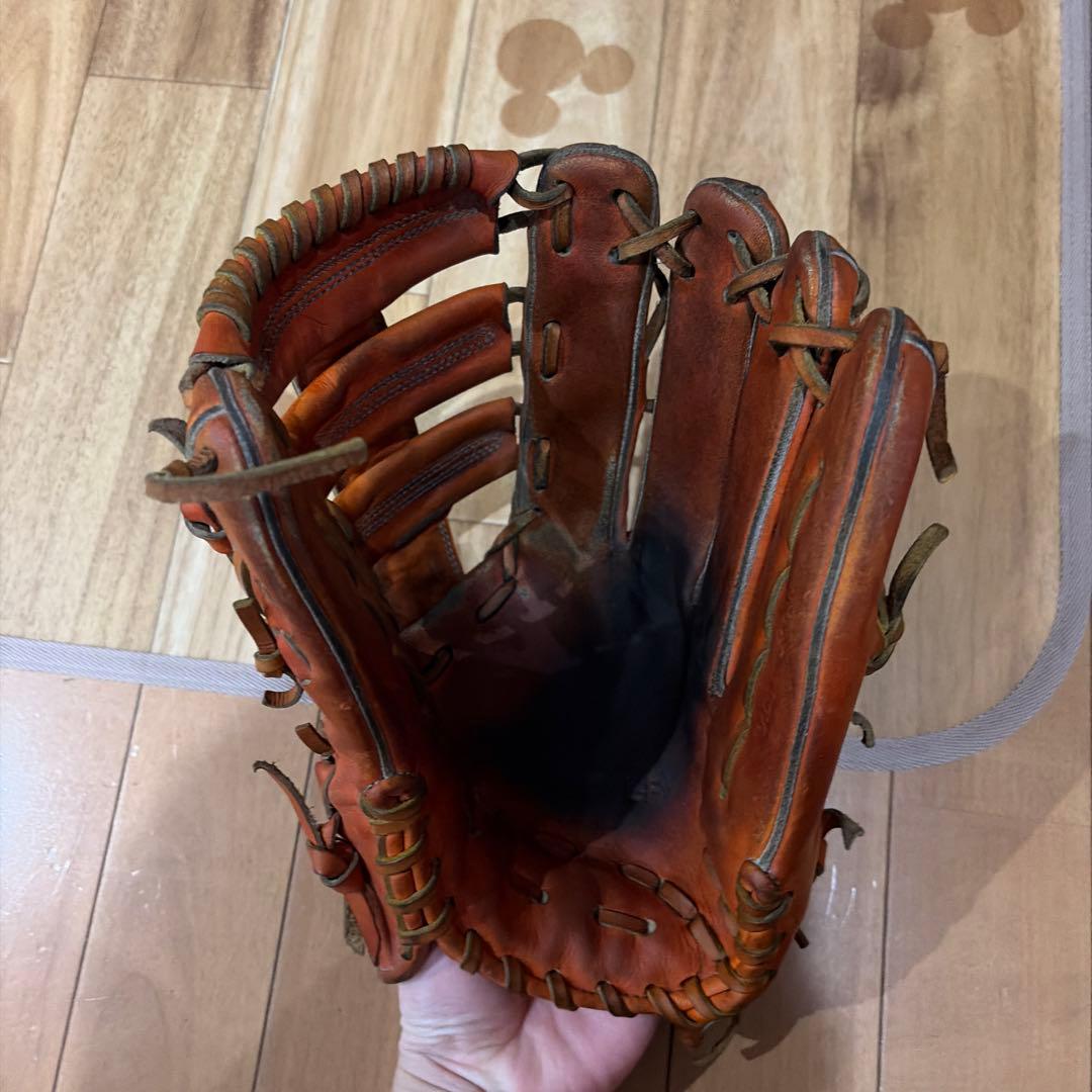 オレンジ レザー 硬式野球グローブ