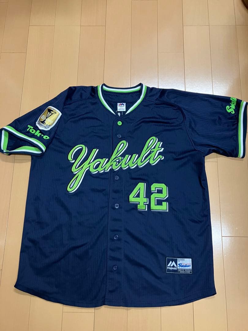 坂口智隆　東京ヤクルトスワローズ　ユニフォーム　優勝ワッペン　ビジター