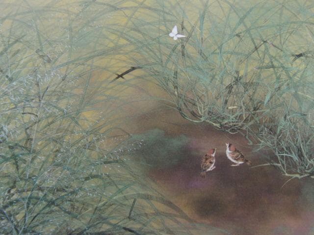 牧進、【ある日】、希少な額装用画集画、新品高級額 額装付、状態良好