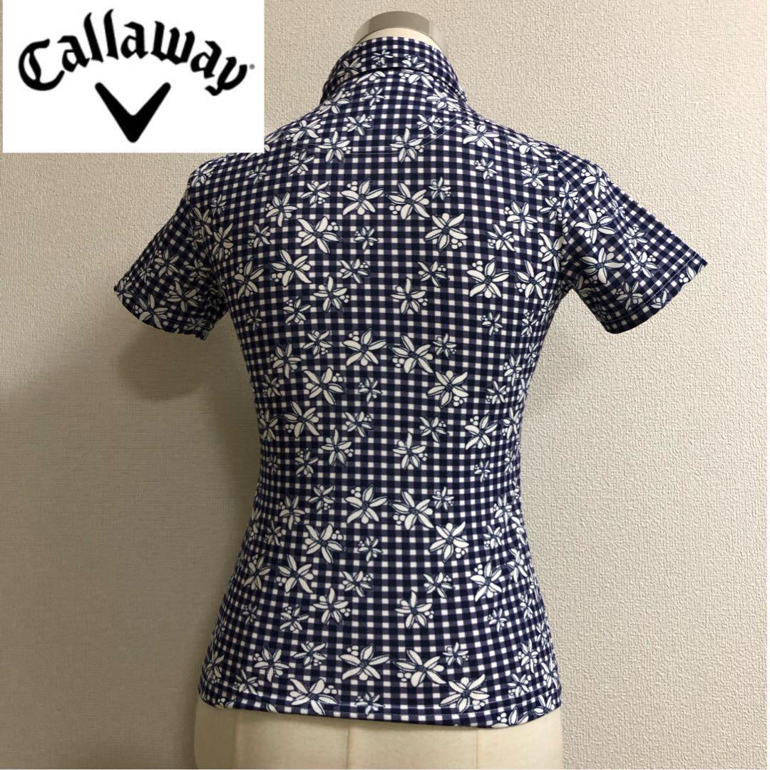 CALLAWAY キャロウェイ 半袖 ポロシャツ ネイビー チェック Sサイズ
