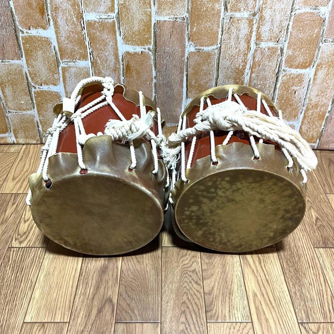 桶胴太鼓　締太鼓　直径約17cm 高さ20cm 2個セット売り　本革