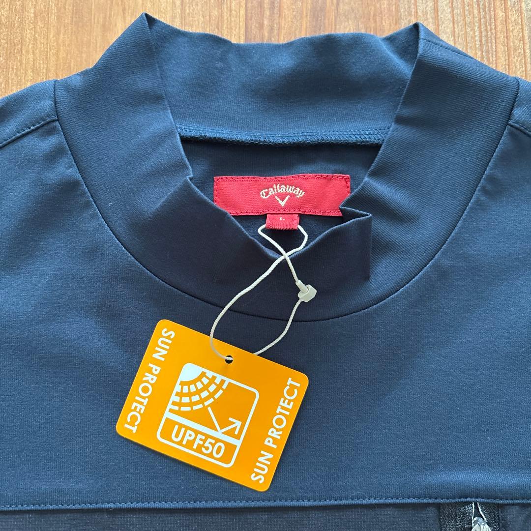 新品Callaway メンズシャツ 半袖 ネイビー　Lサイズ