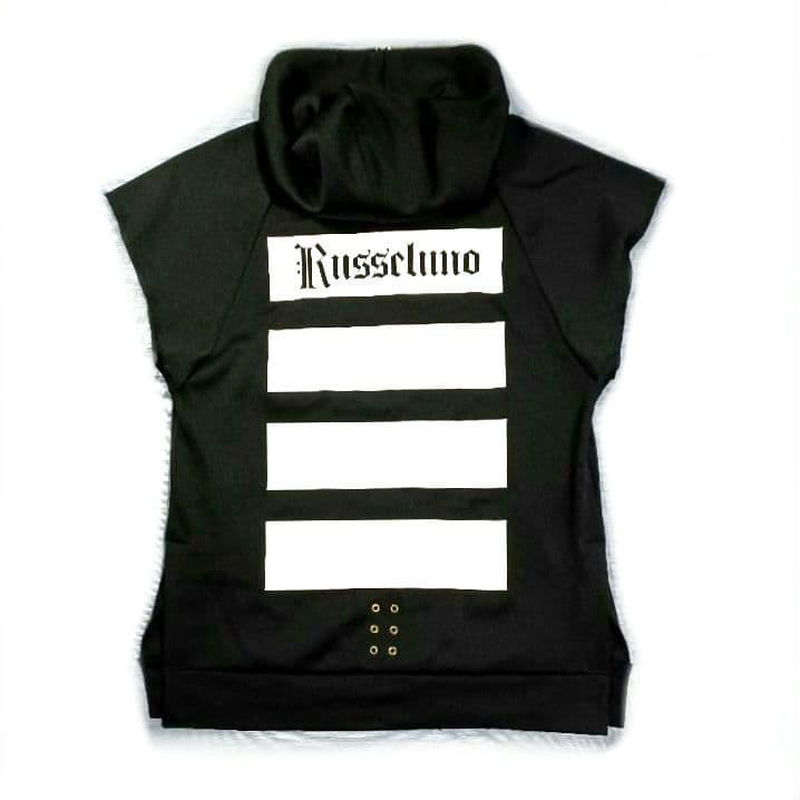 RUSSELUNO フード付 ハーフジップ 半袖 ブルゾン ブラック メンズ 5