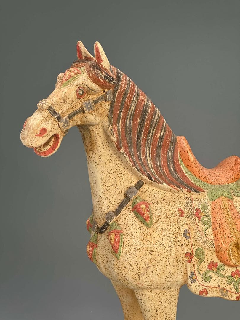 UM12U 中国美術　漢時代　陶器　加彩馬像　置物　時代　唐物