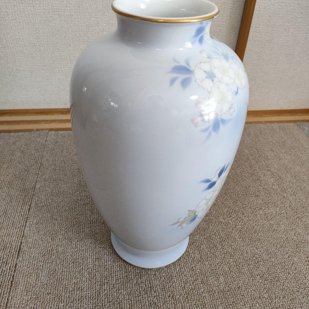 深川製磁　官窯染付　花鳥紋花瓶　花瓶　フラワーベース　骨董品　宮内庁御用達