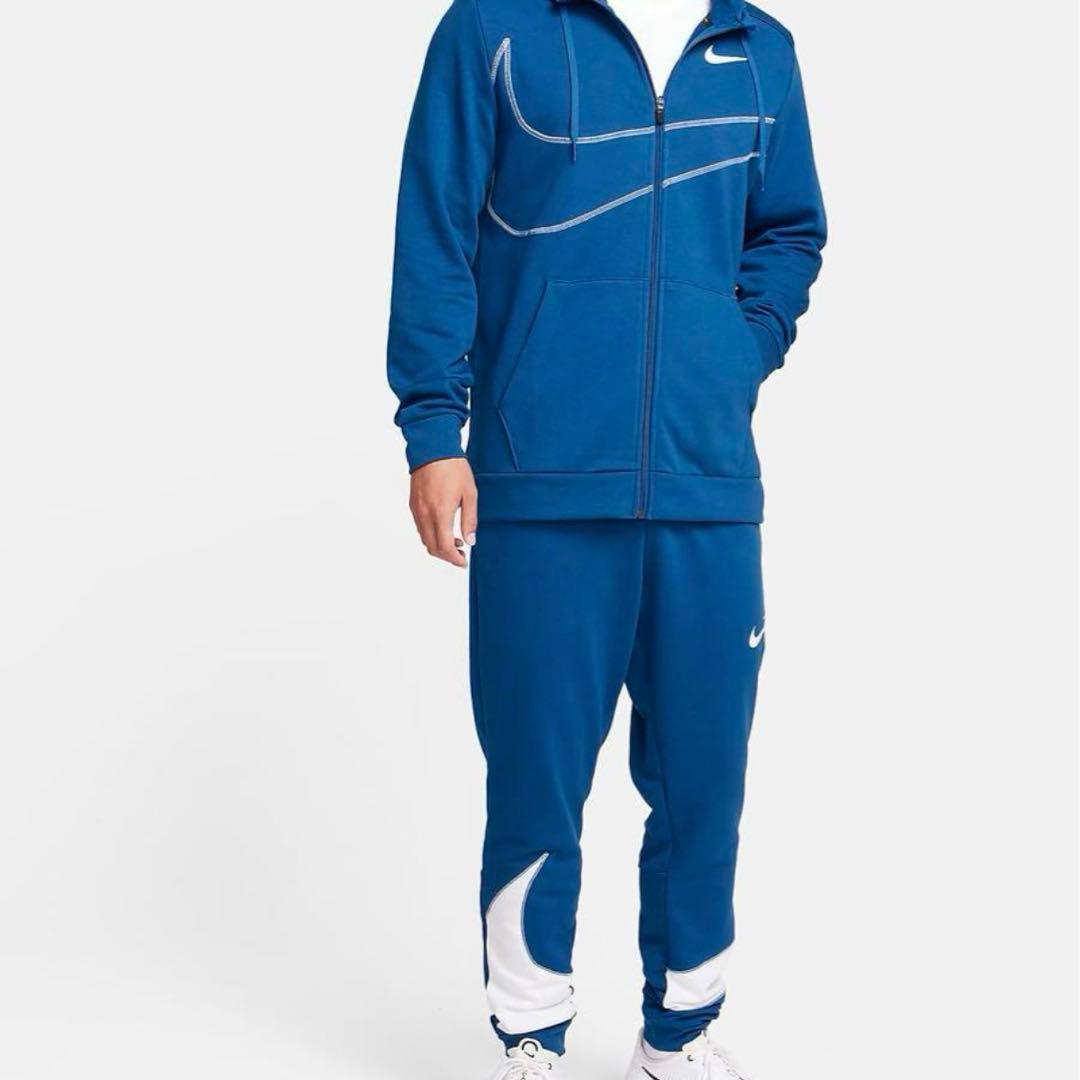 【Lサイズ】NIKE ビッグスウッシュ セットアップ スウェット上下 青 ブルー