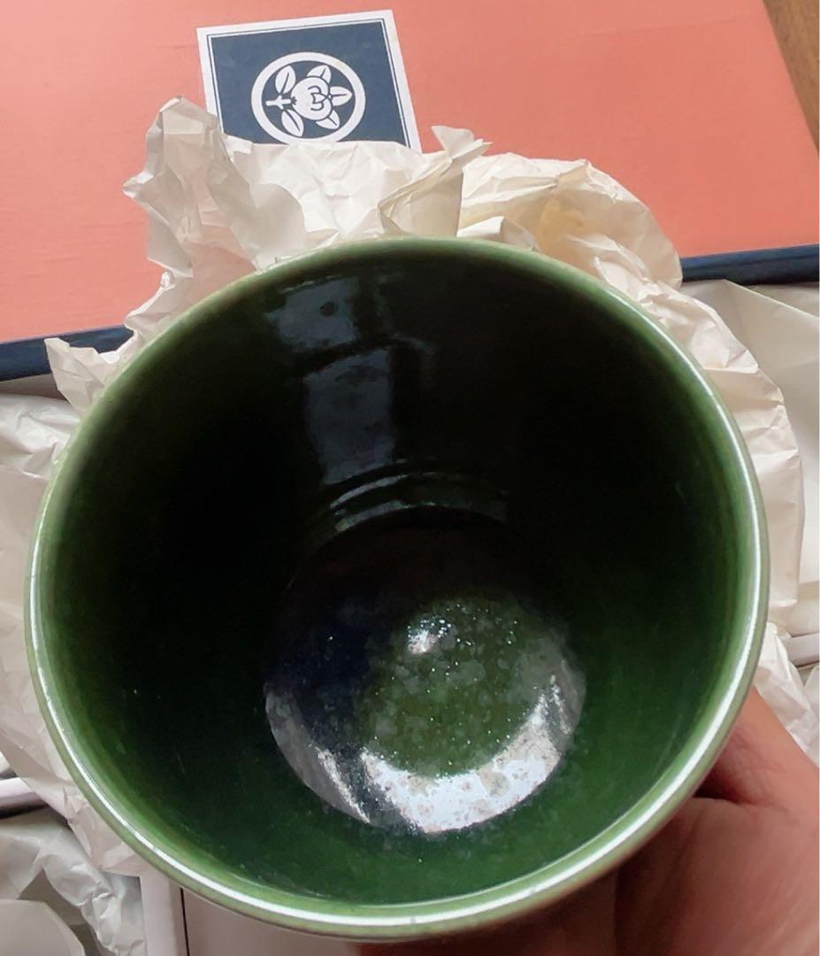 たち吉　織部 金彩草紋 5客セット　緑釉薬　丼ぶり　ご飯茶碗　土物（未使用）