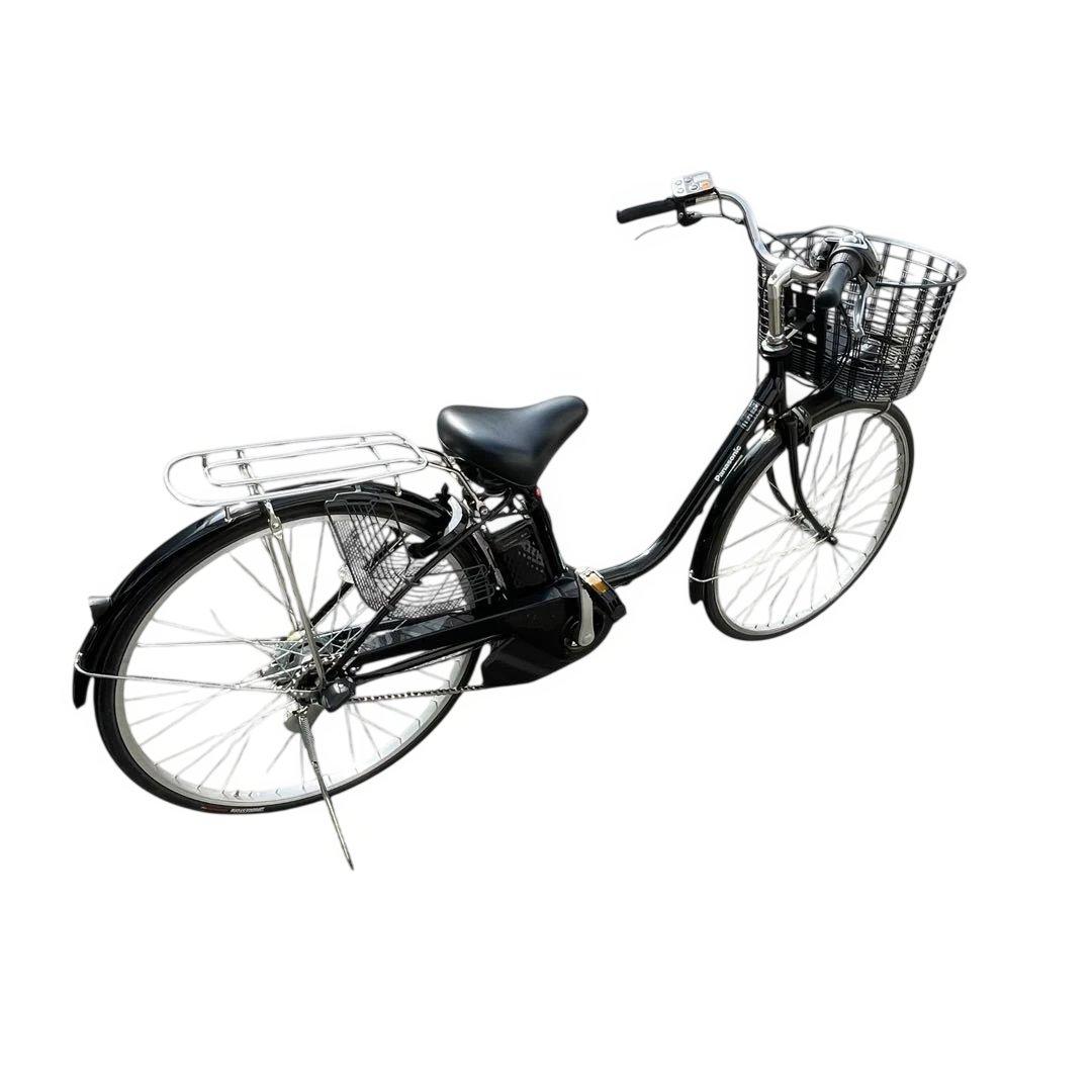 【たのメル便可】Panasonic 電動アシスト自転車 黒 前バスケット付き