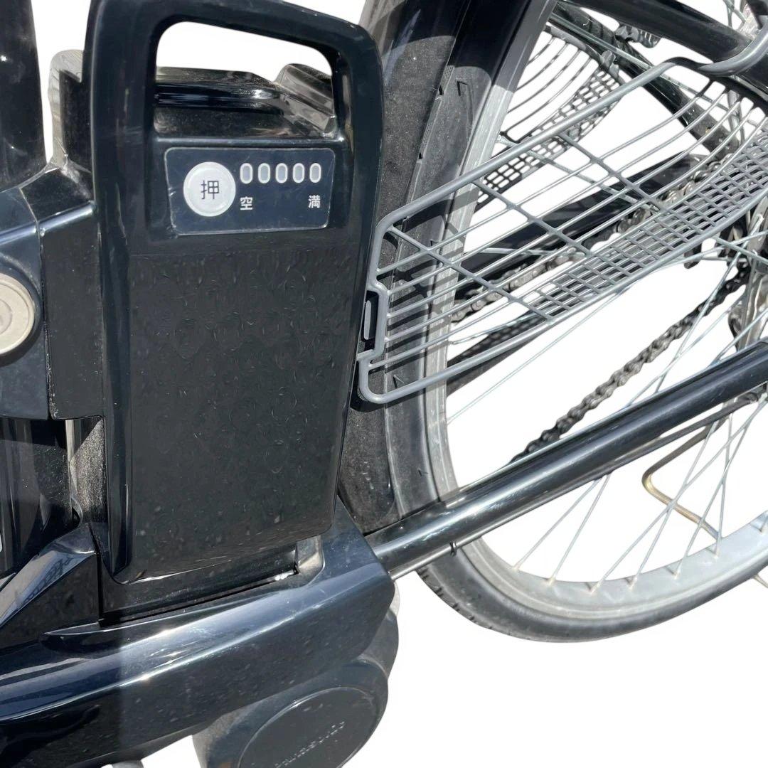 【たのメル便可】Panasonic 電動アシスト自転車 黒 前バスケット付き