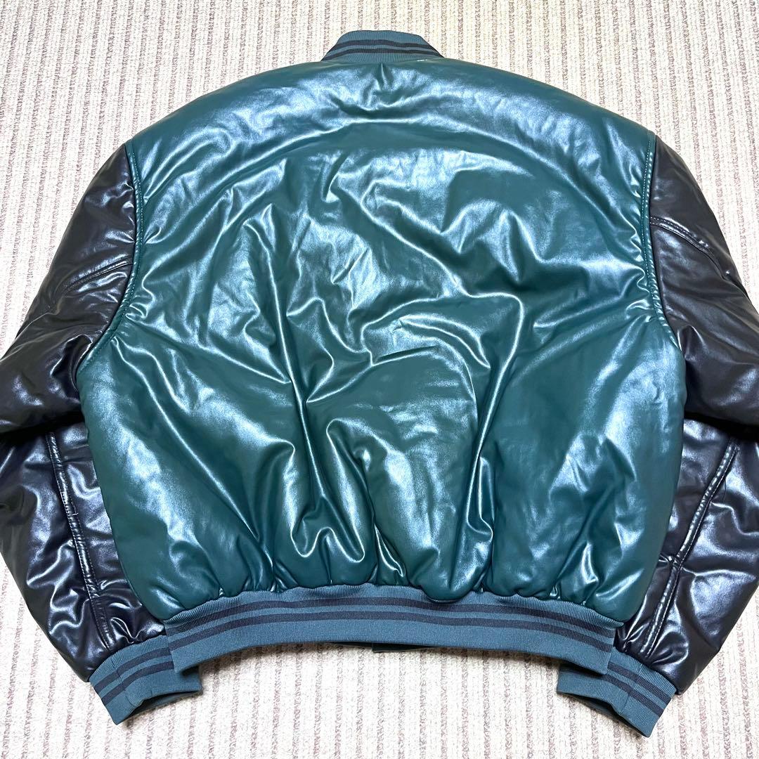 高校野球部 グランドコート グラコン エナメルジャンパー ジャケット 緑黒 光沢