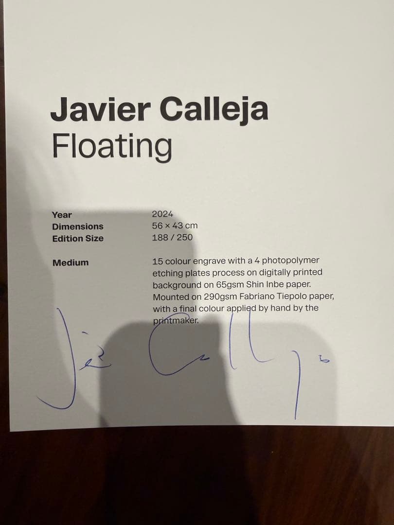 ハビア・カジェハ サイン入り 版画 Floating 限定250部
