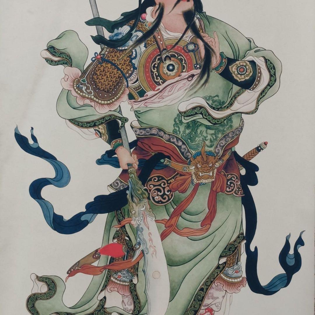 丁云鹏 关公 中国画 掛け軸 水墨画 和室 玄関 茶室 壁掛け 美術品