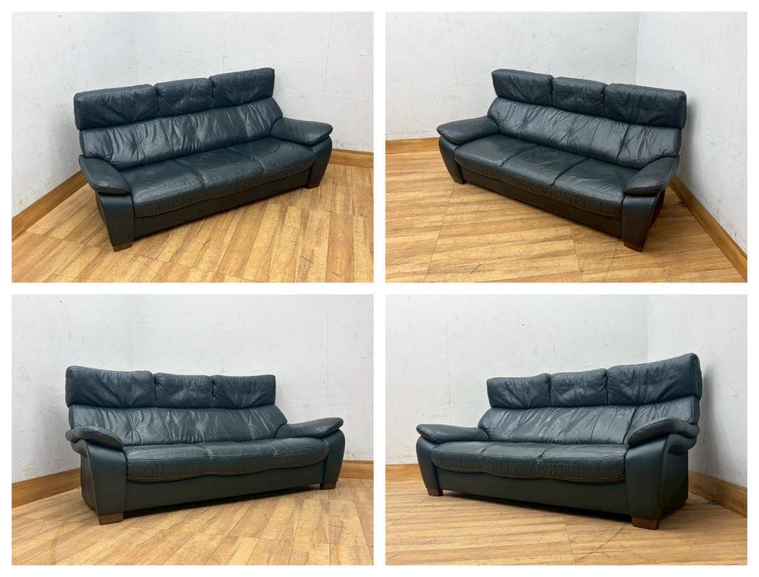 T8093☆カリモクkarimoku☆本革☆レザー☆3人掛けソファ☆3PSOFA