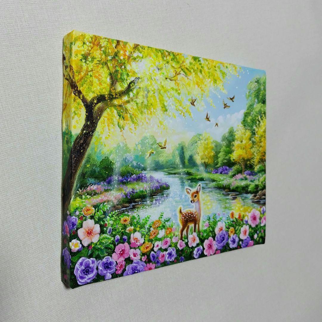 【ミモザ満開】アクリル画 F3 風景画 絵画