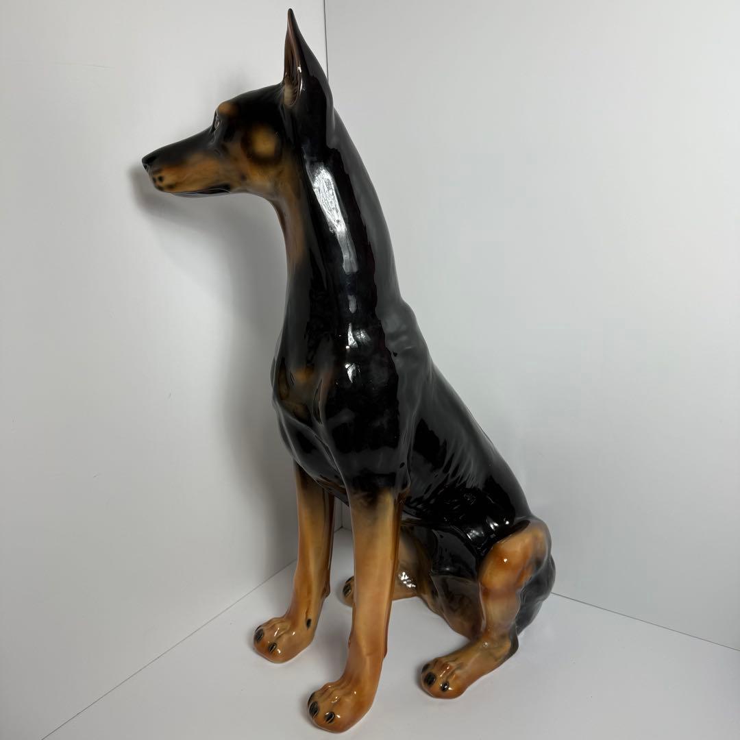 大型　ドーベルマン オブジェ　 置物 犬 陶器　ビンテージ　成犬
