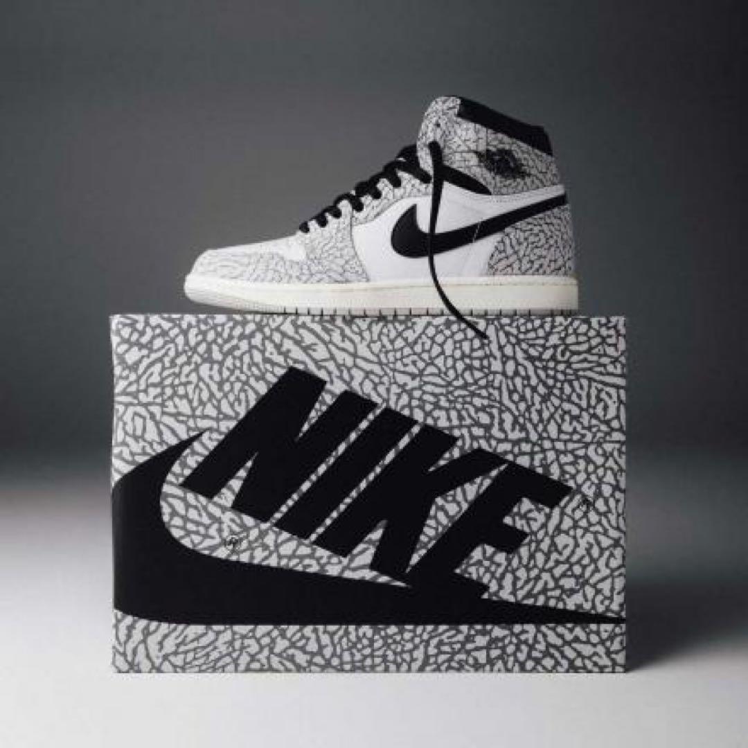 シューズ(男性用) Nike Air Jordan 1 High White Cement US8