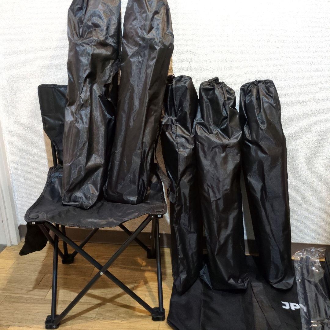 【新品未使用】アウトドアテーブル チェア セット ブラック チェア6脚＋テーブル