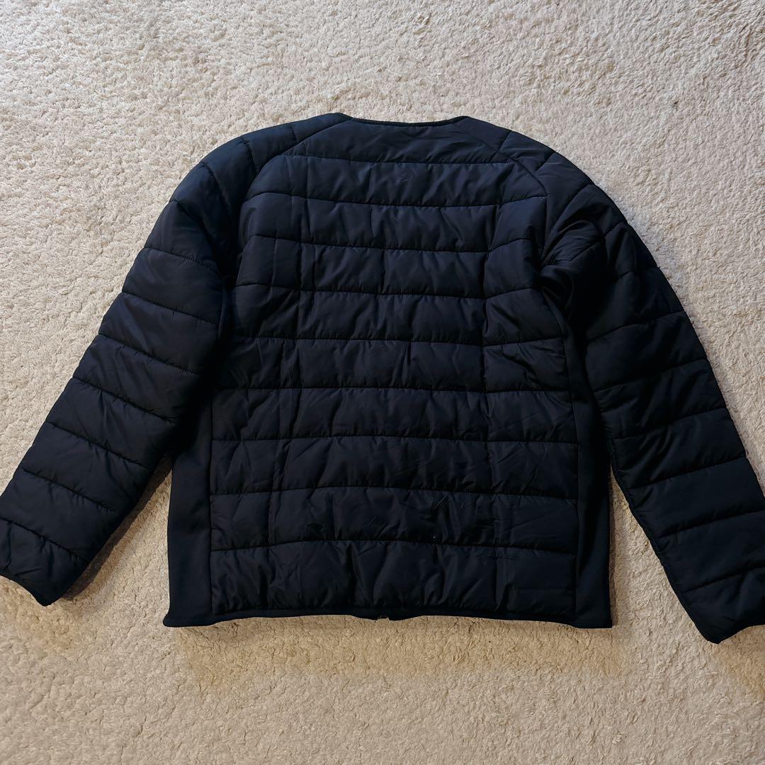 美品 ATHLETA アスレタ ノーカラー中綿ダウンジャケット L ネイビー
