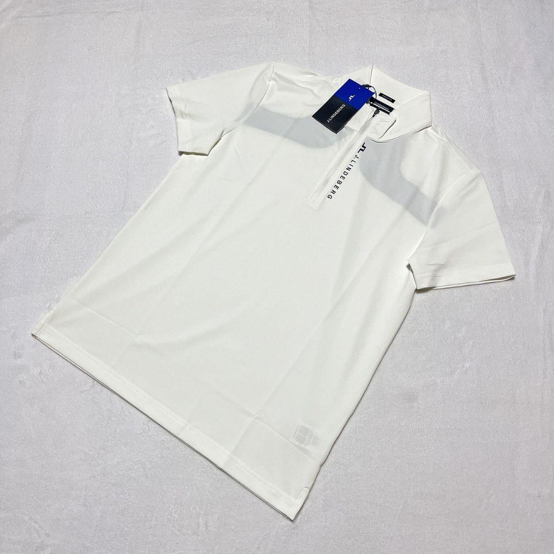 新品　J.LINDEBERG　ゴルフ　ハーフジップシャツ　ホワイト　Ｌ　メンズ