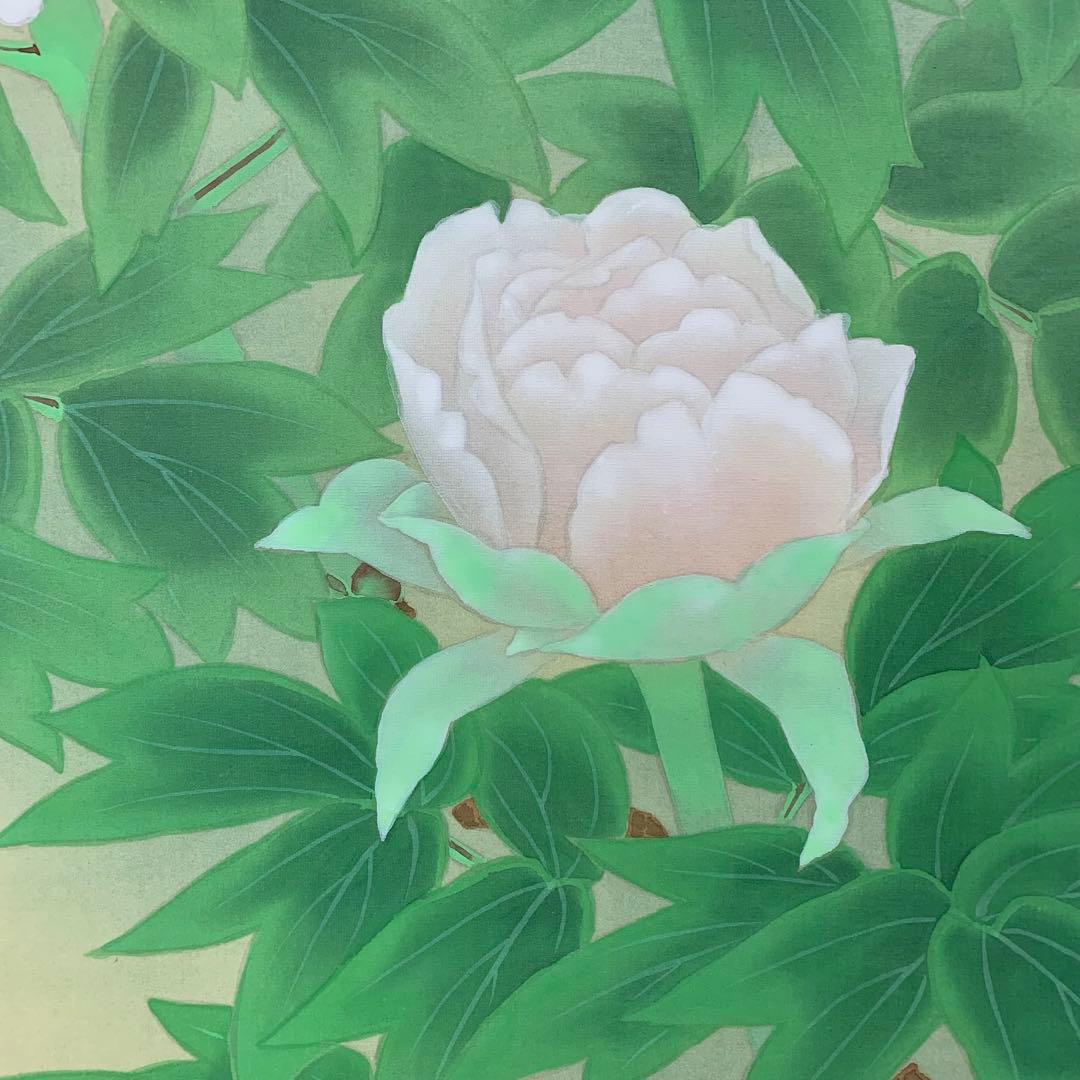 【掛軸】嶋田瑞晃「牡丹」共箱 太巻き仕立て 花