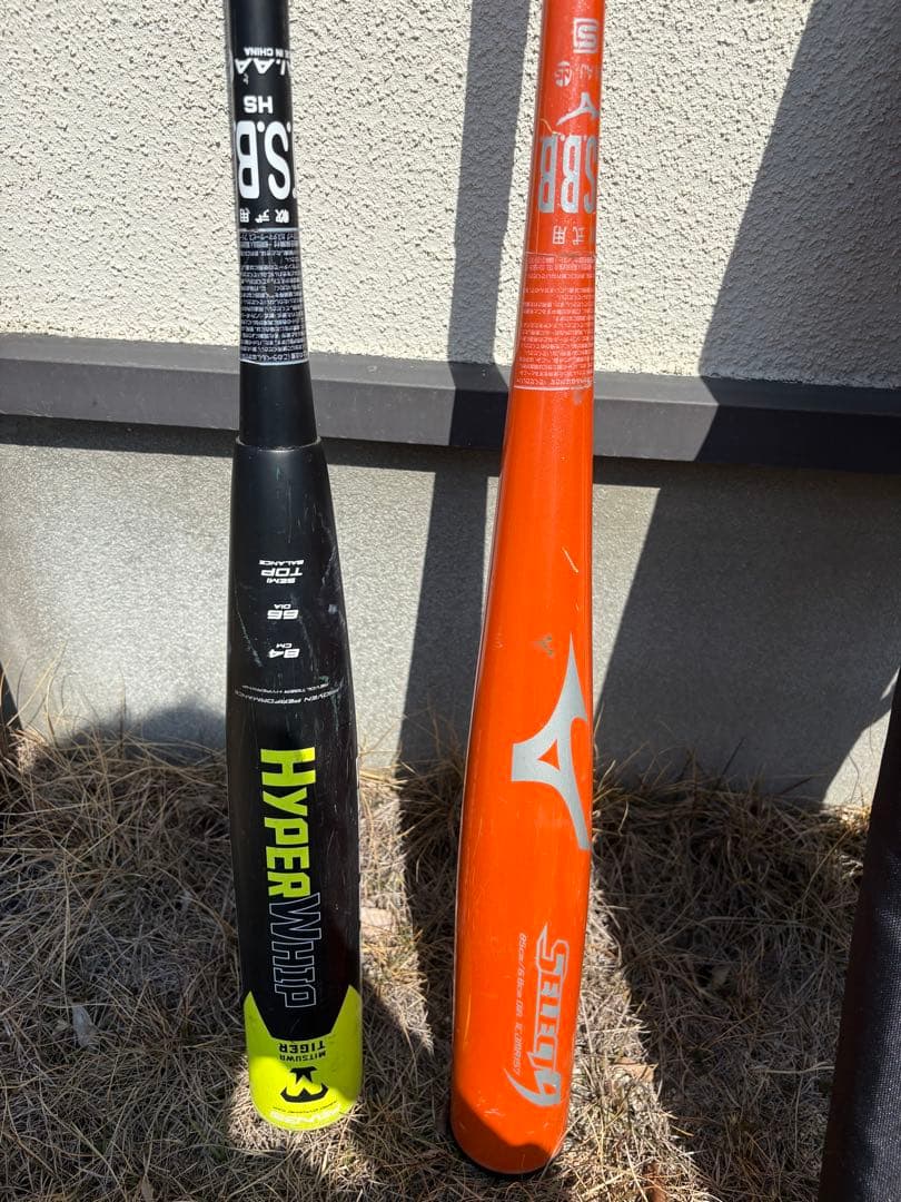 ミツワタイガー&ミズノ軟式野球バット２本セット　ミズノバットケース付き