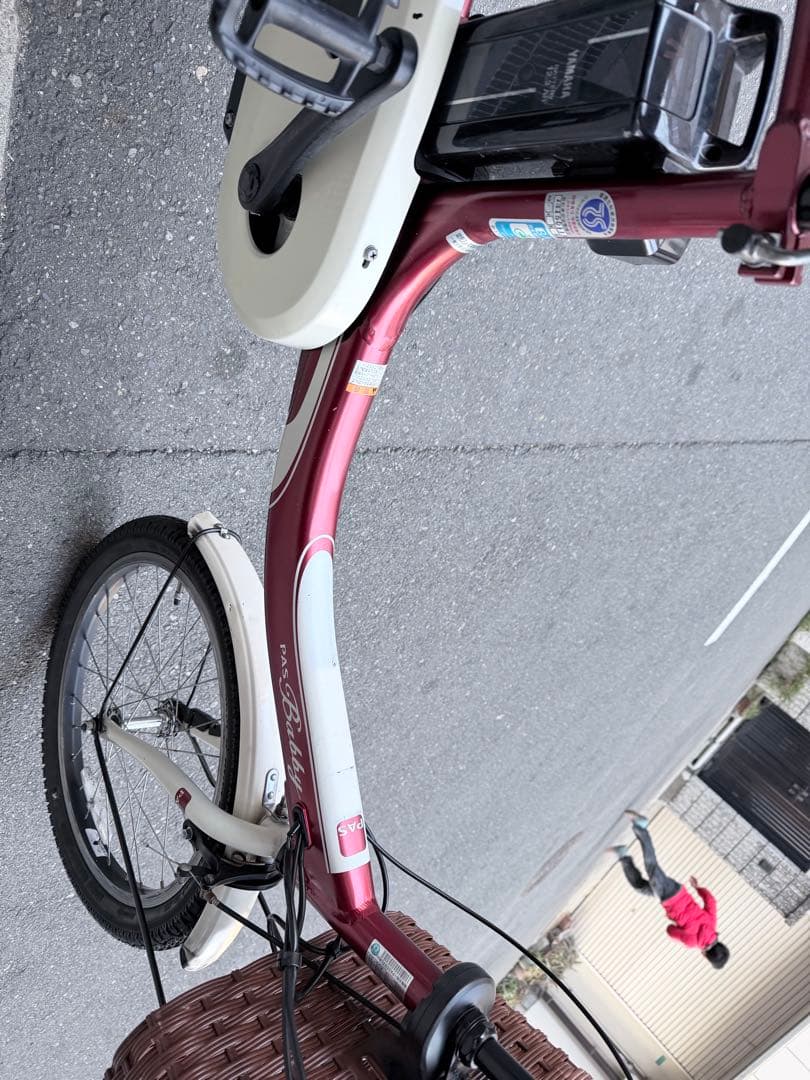 赤 電動アシスト自転車 チャイルドシート付き