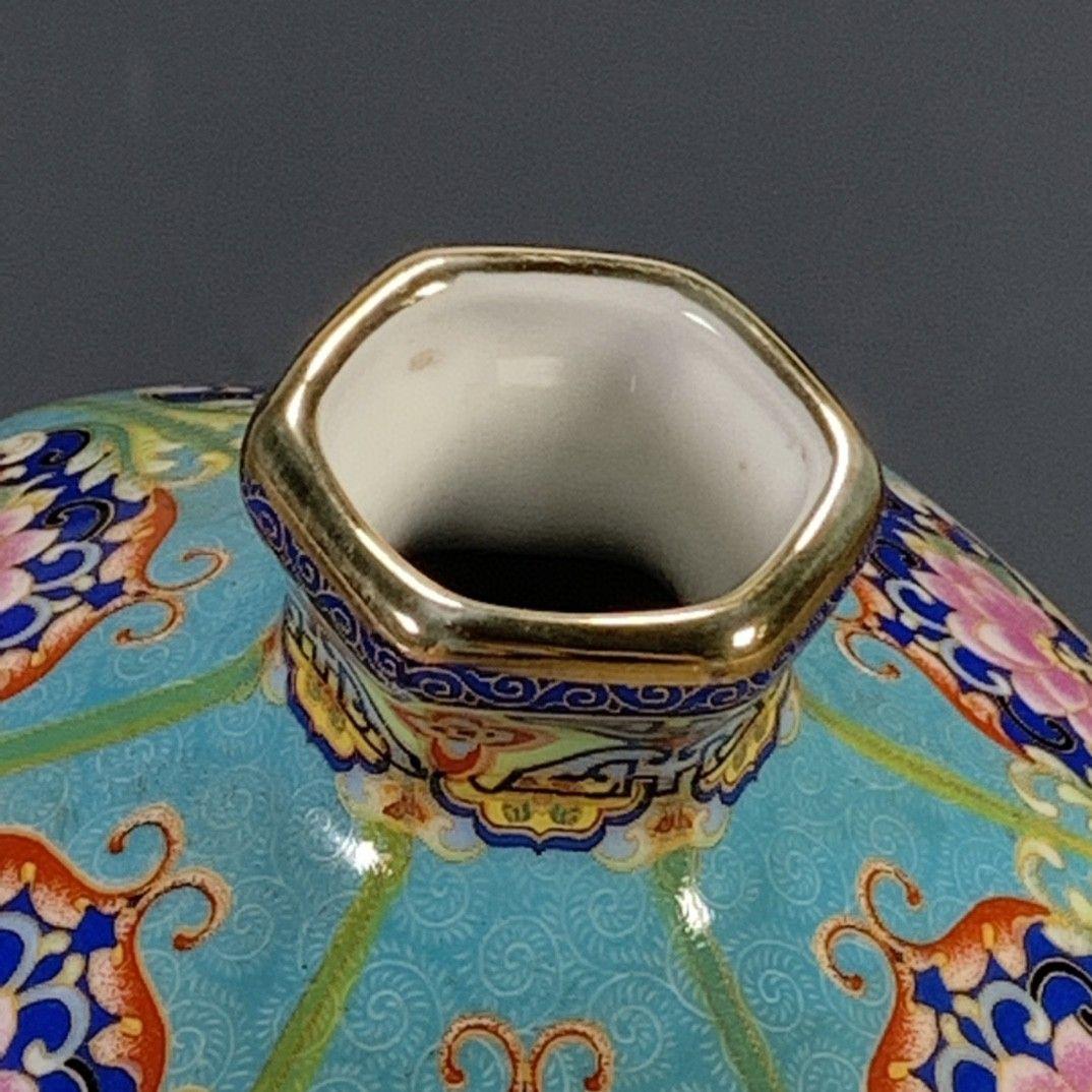 盧芹斎粉彩蒔金花鳥梅瓶 景徳鎮 陶磁器 装飾品 現代工芸品美術品 置物