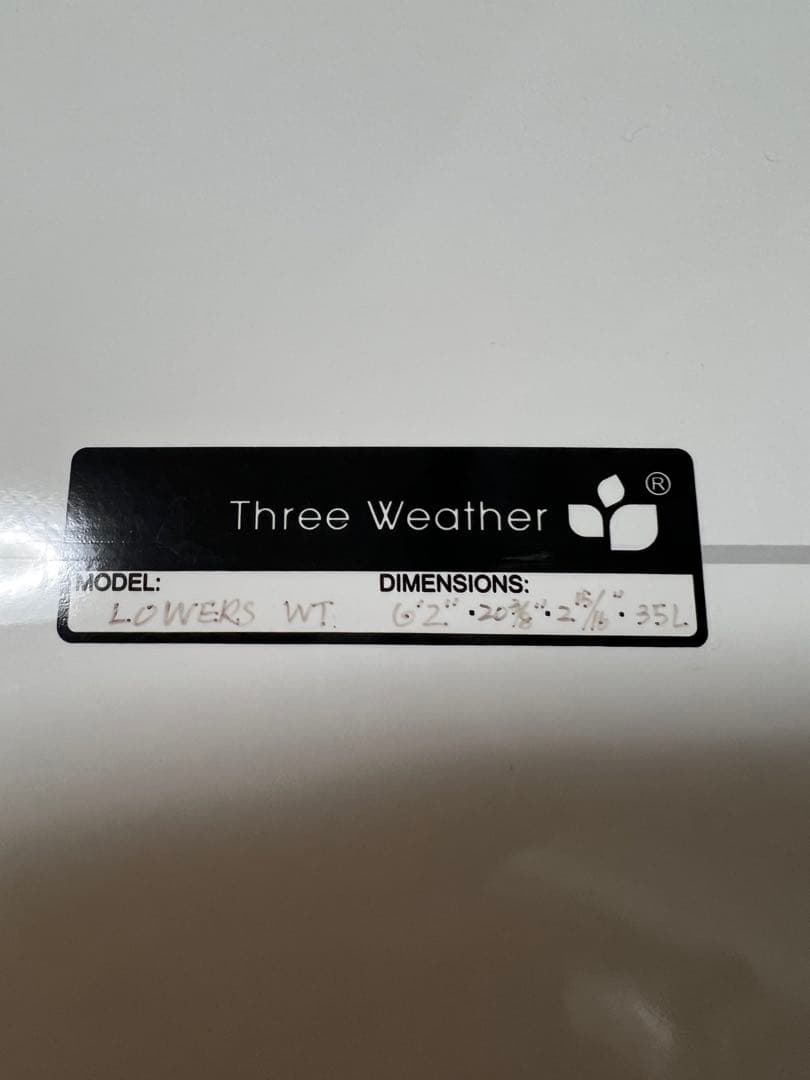 Three Weather LOWERS WT 6'2\" ショートボード
