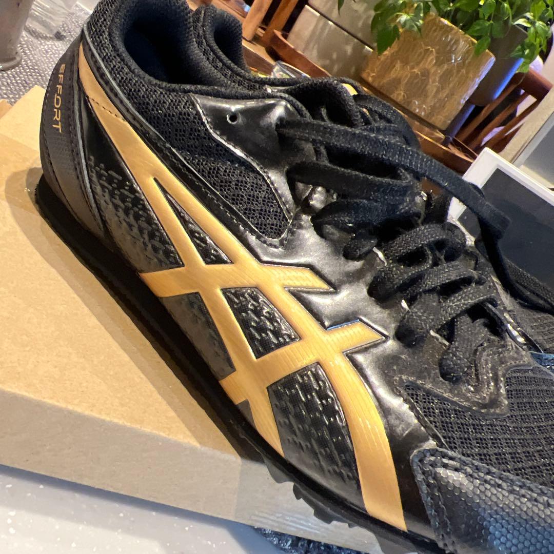 ASICS EFFORT ブラック/ゴールド スパイク　25.5cm 陸上