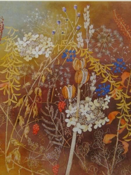 堀 文子、冬の華、新品額装付、画集画、状態良好、年代物