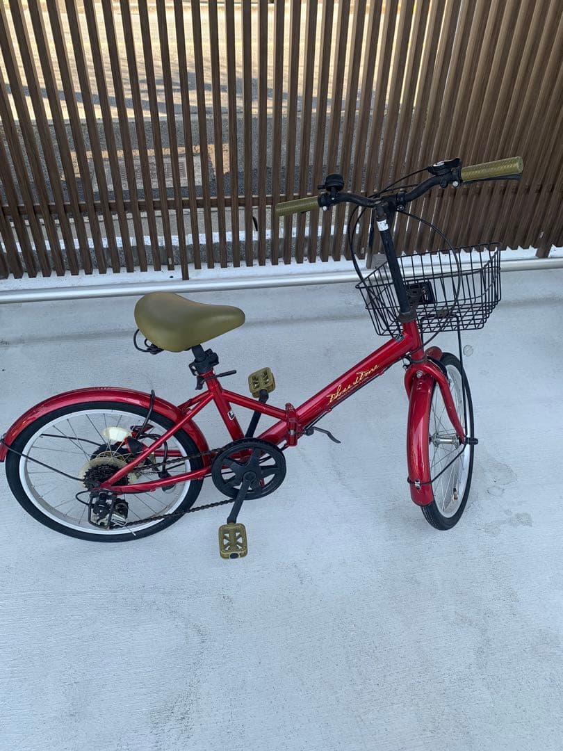 20インチ　折りたたみ自転車本体　赤　アイジュサイクル　スリーストーン